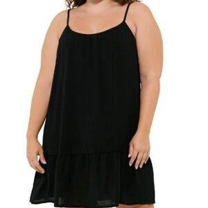 Freshwater Black Tiered Swim Suit Cover Up Dress 1X Lightweight